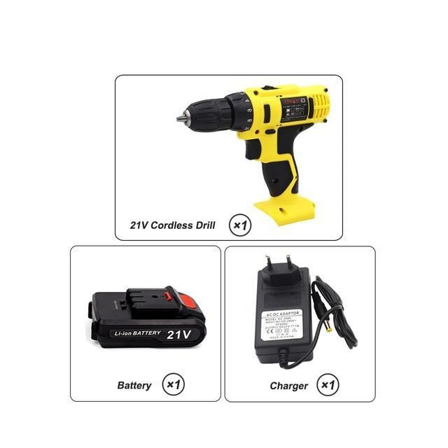 21V 3 in 1 Electric Cordless Hammer Drill New brushless Battery drill Cordless drill screwdriver battery Electric screwdriver Lithium battery Electric Tools