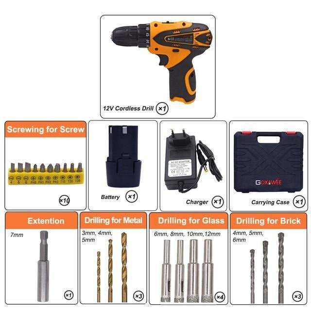 21V 3 in 1 Electric Cordless Hammer Drill New brushless Battery drill Cordless drill screwdriver battery Electric screwdriver Lithium battery Electric Tools