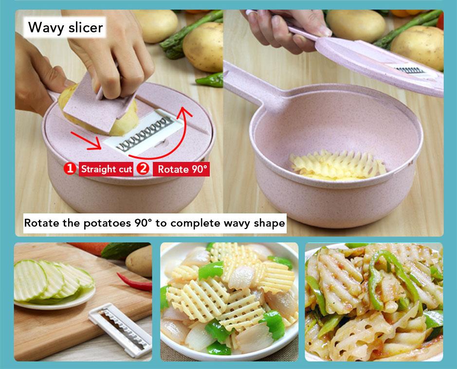 Mandoline Slicer Cutter & Grater For Vegetable (8 Functions In 1 )