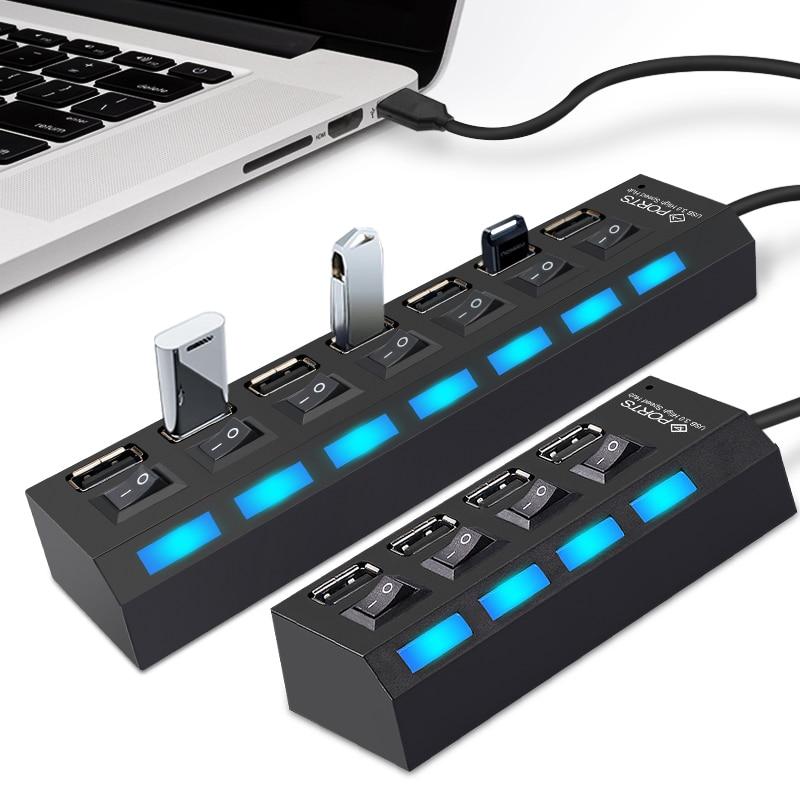 High Speed 4/7 Port Hub USB Splitter with On/Off Switch