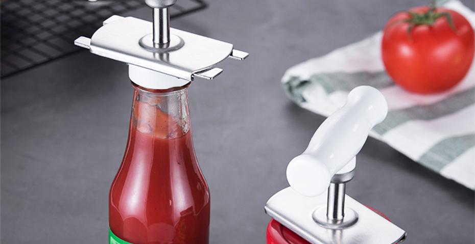 Adjustable Multi-Function Bottle Cap Opener Stainless Steel Lids Off Jar Opener Labor-Saving Screw Can Opener for Kitchen Gadget