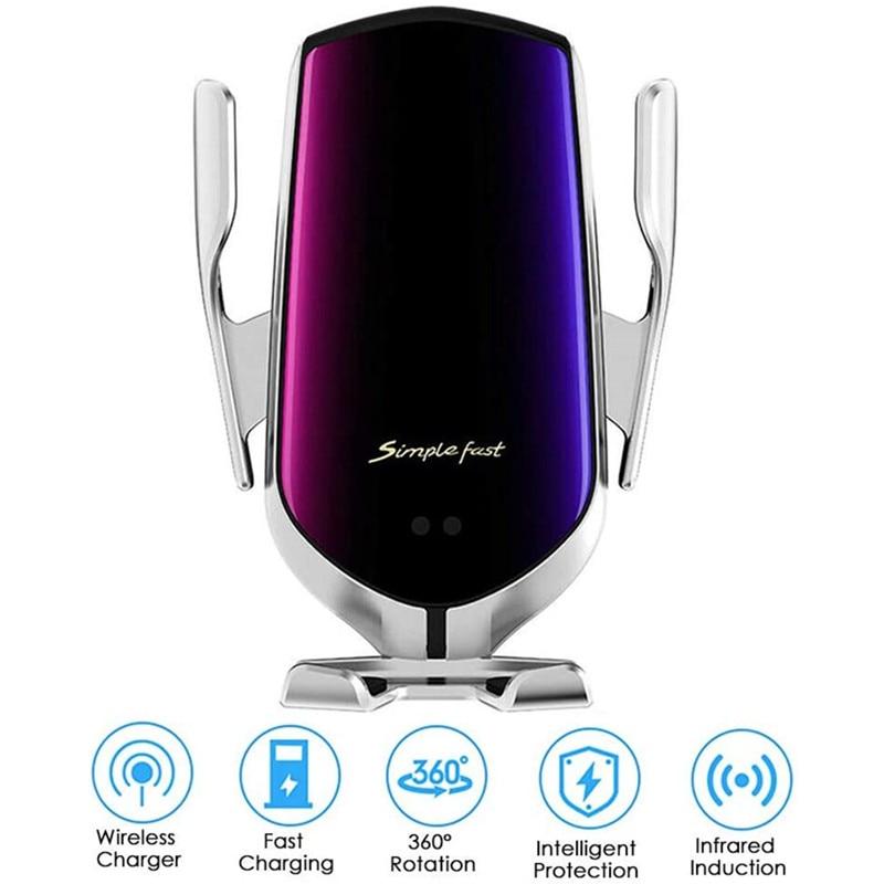 Automatic Clamping Infrared Auto Induction Qi Car Wireless Magnetic Fast Charger For iPhone Samsung Xiaomi