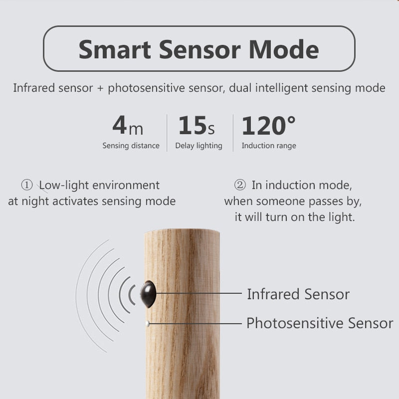 LED Infrared Photosensitive Sensor Rechargeable Lamp