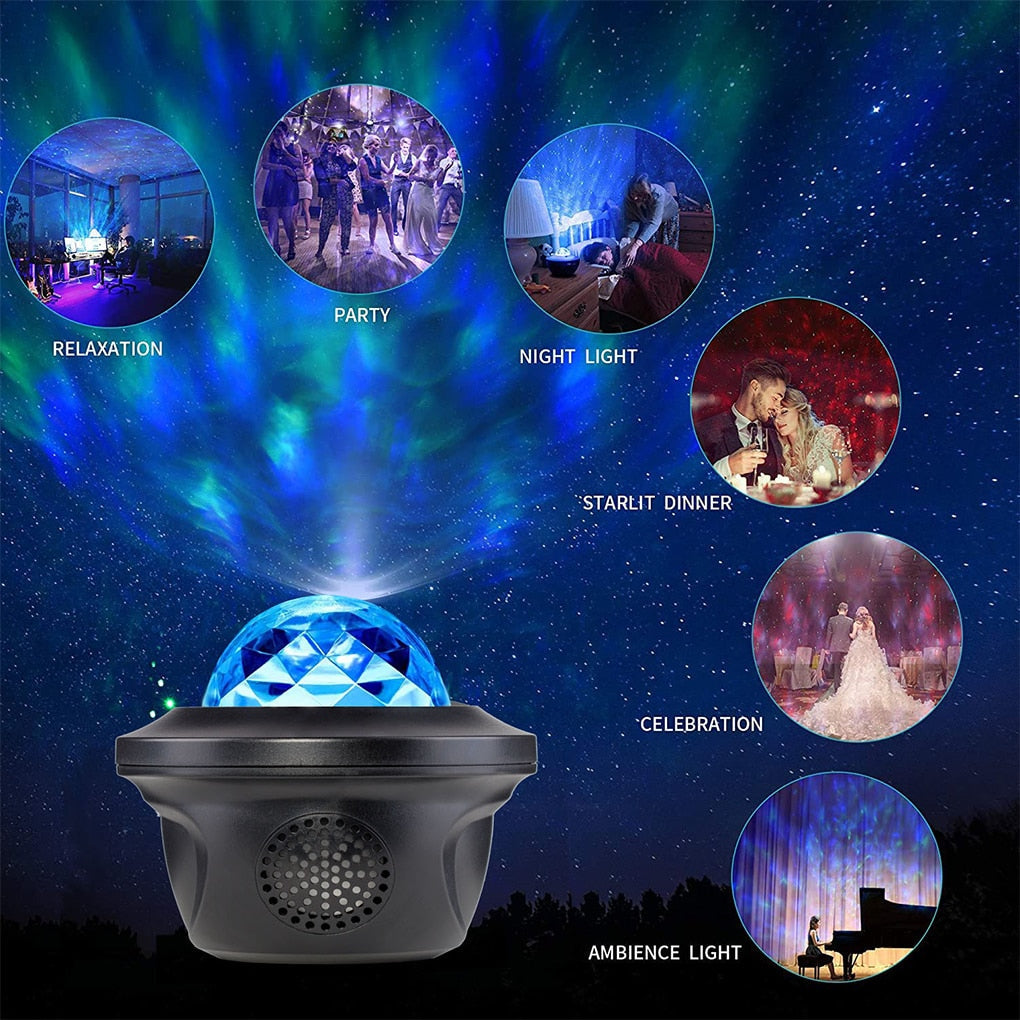 Galaxy Star Night Lamp LED Star Projector Night Light Ocean Wave Projector