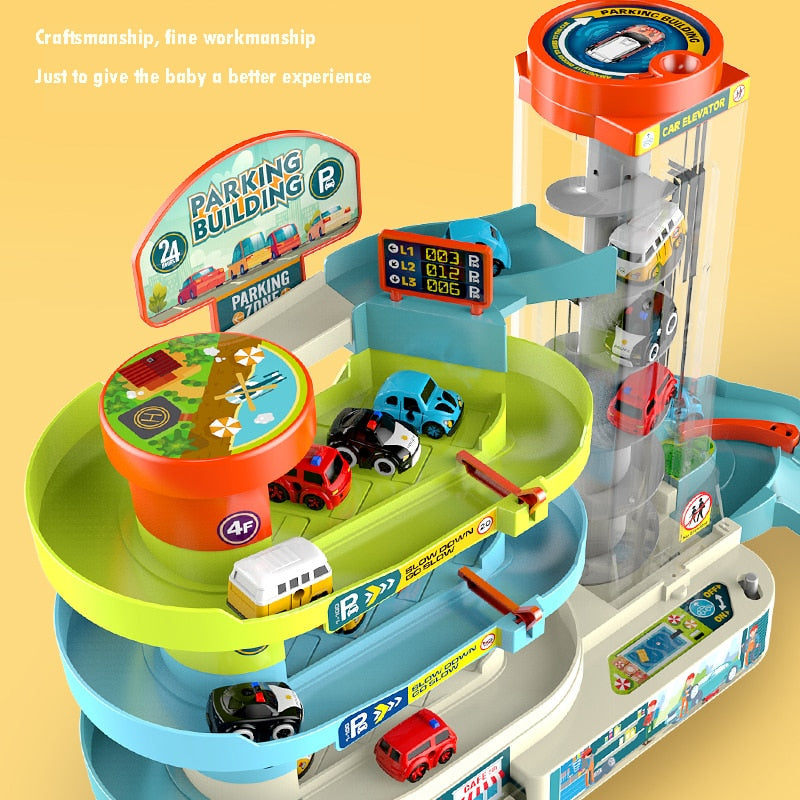 Toy Car Track Parking Building Playset