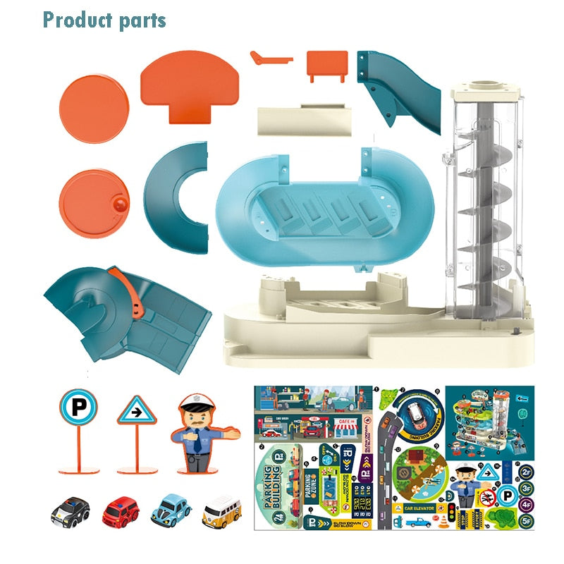Toy Car Track Parking Building Playset