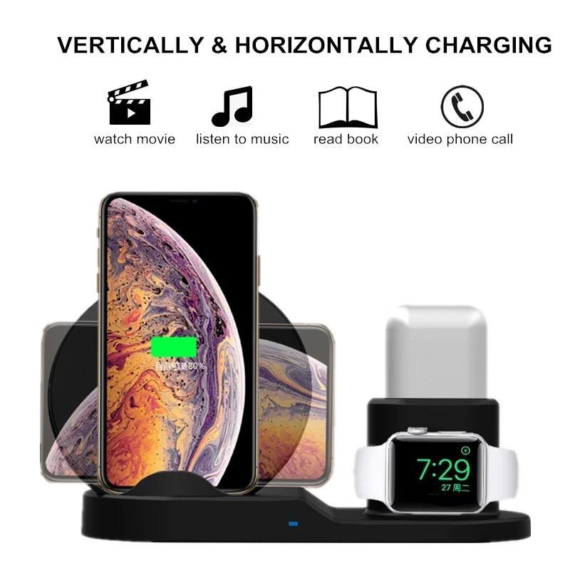 3 in 1 Fast Wireless Charger Dock & Holder Stand Docking Station for iPhone and Samsung